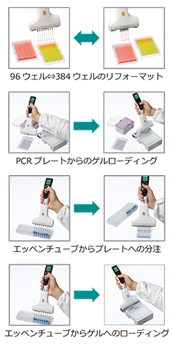 電動ピペットの分注バリエーション